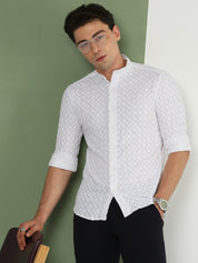 Floral Embriodered White Shirt