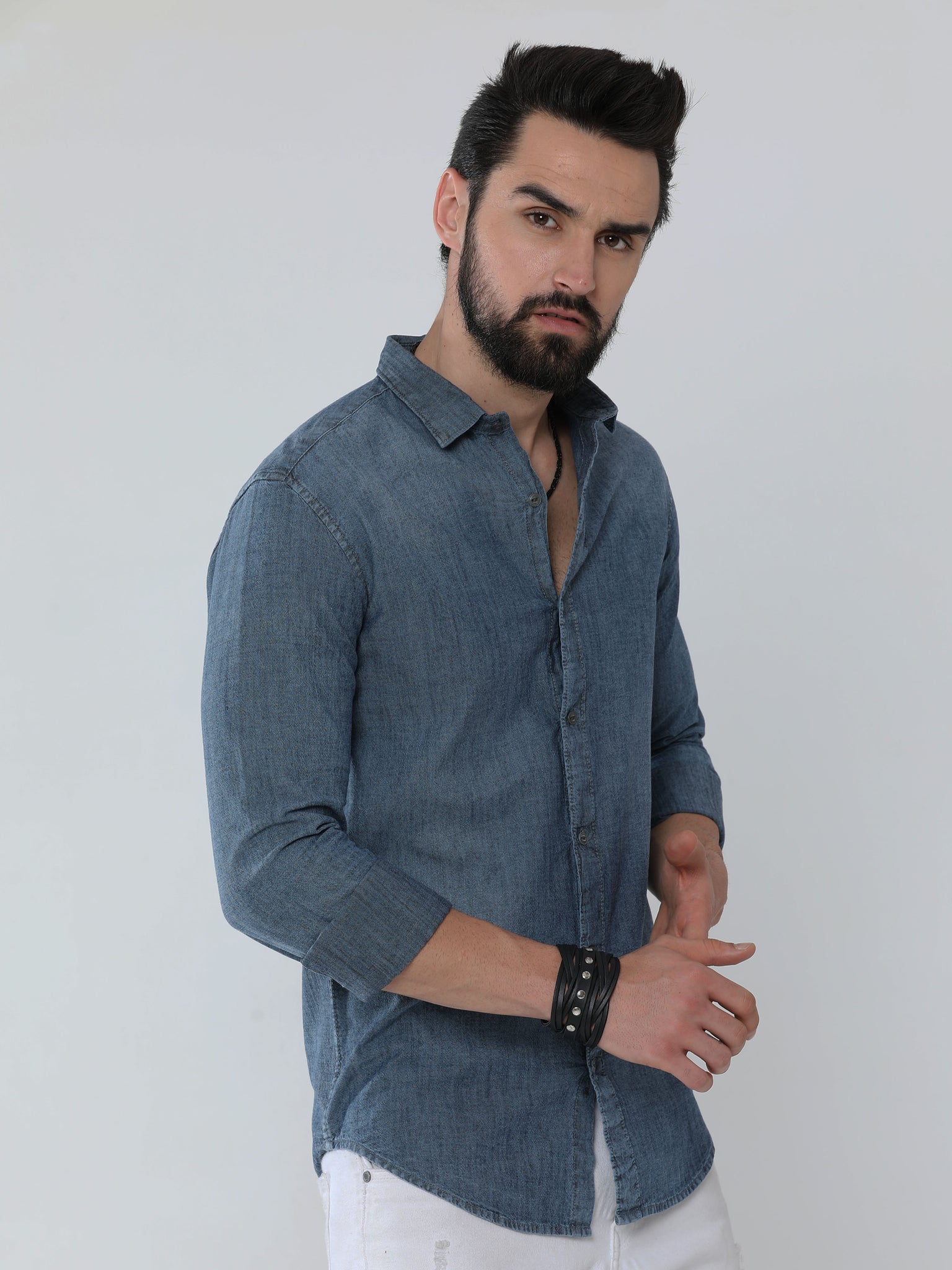 Buy Southbay Mens Full Sleeves Blue Casual Shirt online