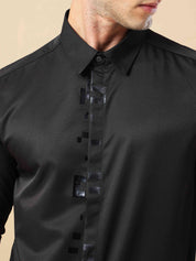 Neo Quad Foil Print Black Shirt