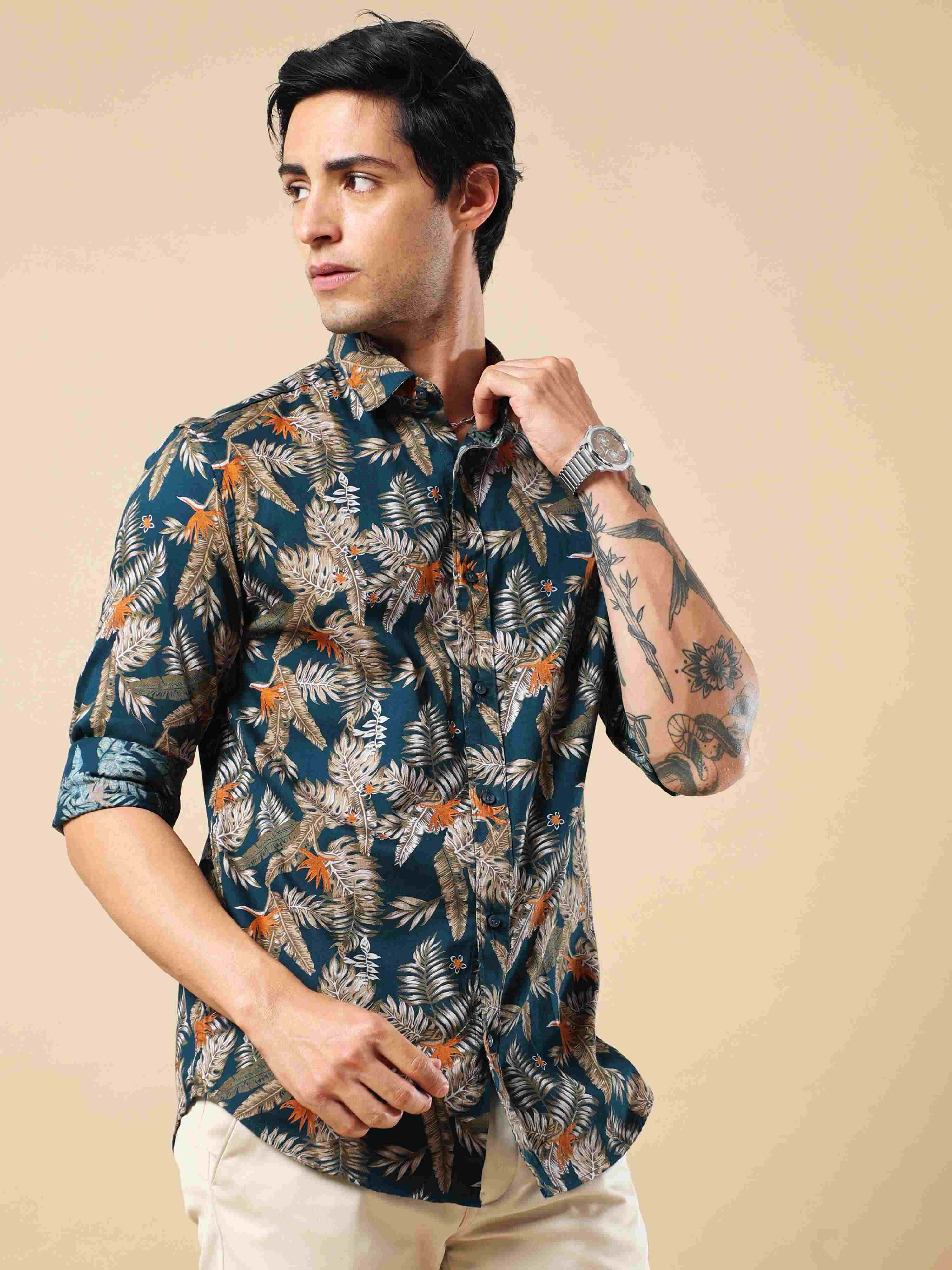 Tropical Palm Turquoise Shirt